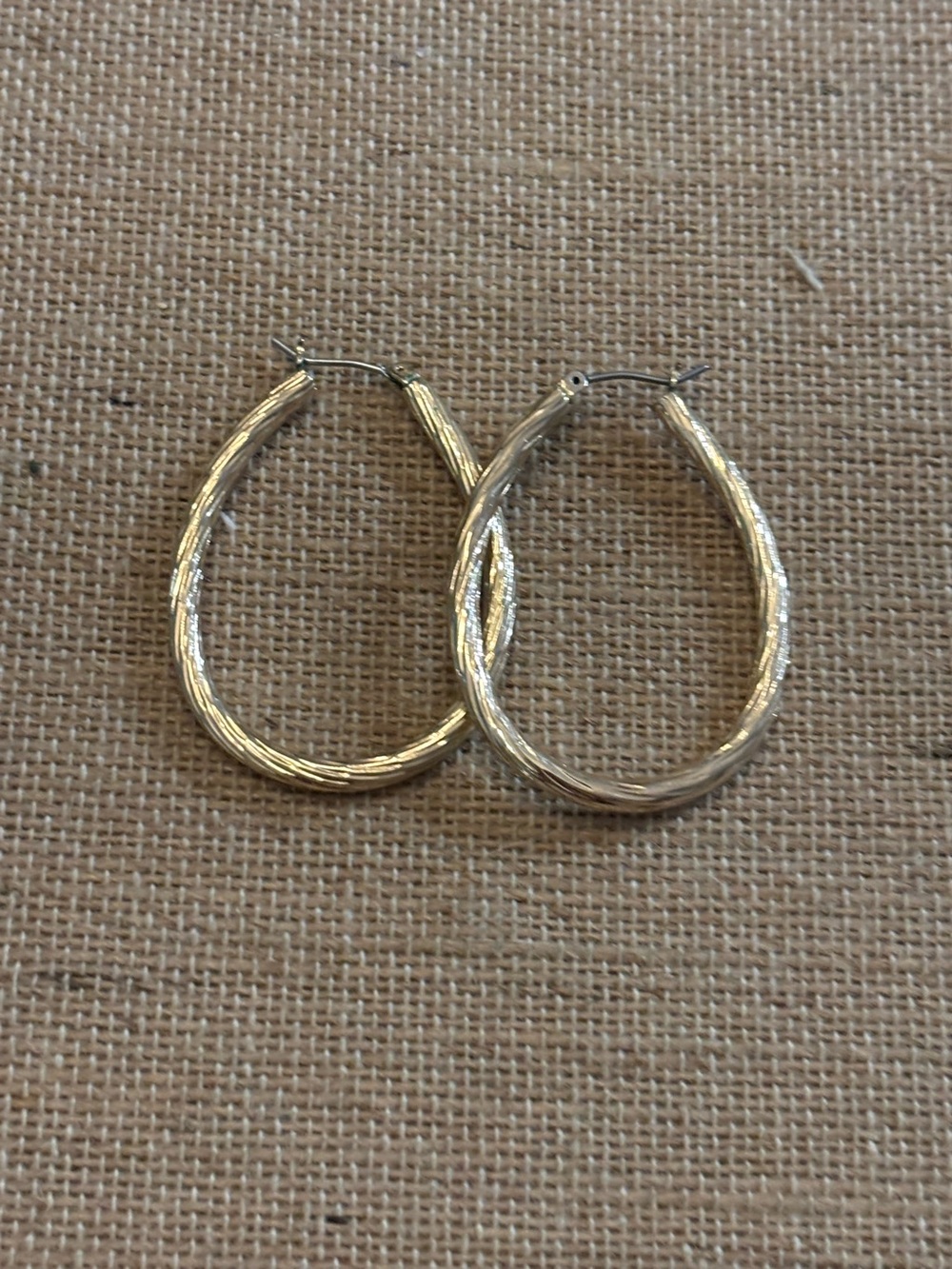 Gold tone twisted hoop earrings